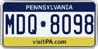 PA license plate MDQ8098
