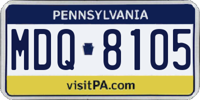 PA license plate MDQ8105