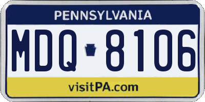PA license plate MDQ8106