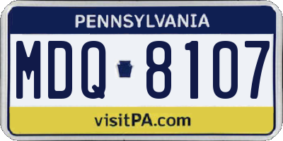 PA license plate MDQ8107