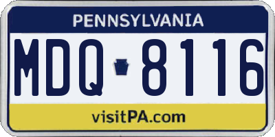 PA license plate MDQ8116