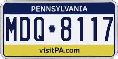 PA license plate MDQ8117
