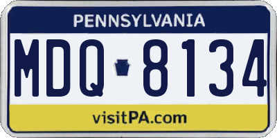 PA license plate MDQ8134