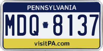 PA license plate MDQ8137