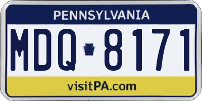 PA license plate MDQ8171