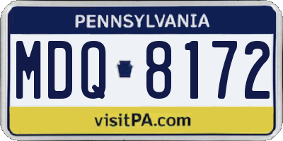 PA license plate MDQ8172