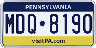 PA license plate MDQ8190