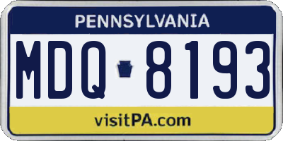 PA license plate MDQ8193