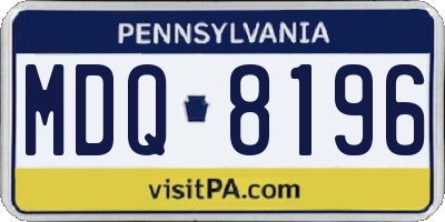 PA license plate MDQ8196