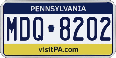 PA license plate MDQ8202