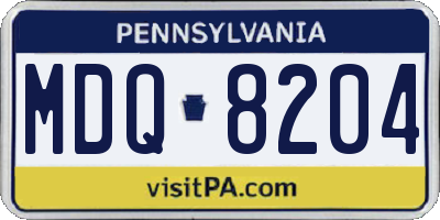 PA license plate MDQ8204