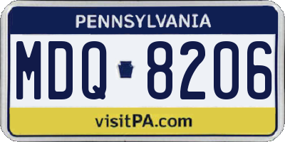 PA license plate MDQ8206