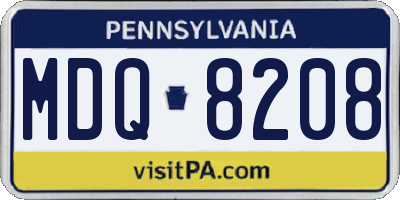PA license plate MDQ8208