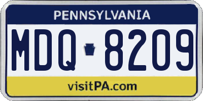 PA license plate MDQ8209