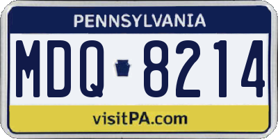 PA license plate MDQ8214