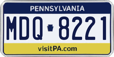 PA license plate MDQ8221