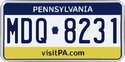 PA license plate MDQ8231