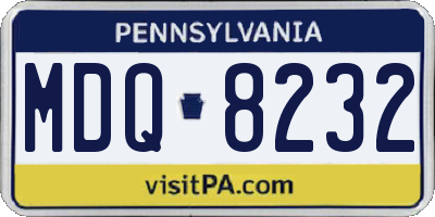 PA license plate MDQ8232