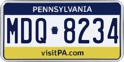 PA license plate MDQ8234