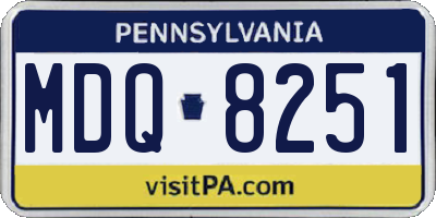 PA license plate MDQ8251