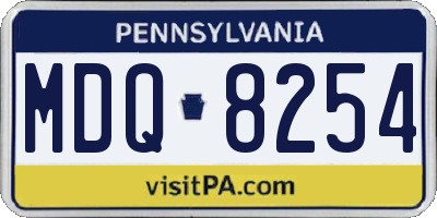 PA license plate MDQ8254