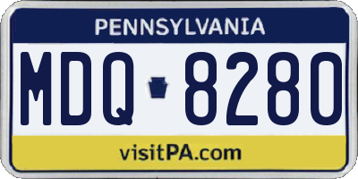 PA license plate MDQ8280