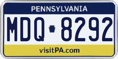 PA license plate MDQ8292