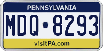 PA license plate MDQ8293