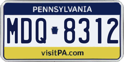 PA license plate MDQ8312