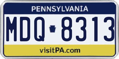 PA license plate MDQ8313