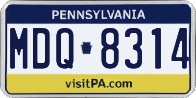 PA license plate MDQ8314