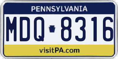 PA license plate MDQ8316