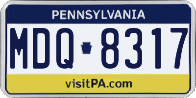 PA license plate MDQ8317
