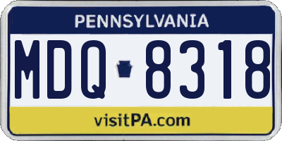 PA license plate MDQ8318