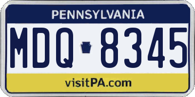 PA license plate MDQ8345