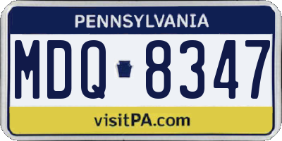 PA license plate MDQ8347