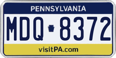PA license plate MDQ8372