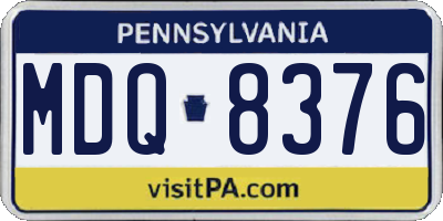 PA license plate MDQ8376