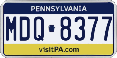 PA license plate MDQ8377