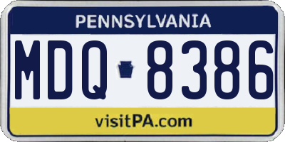 PA license plate MDQ8386