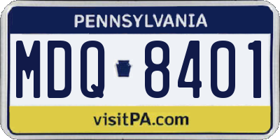 PA license plate MDQ8401