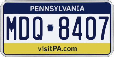 PA license plate MDQ8407