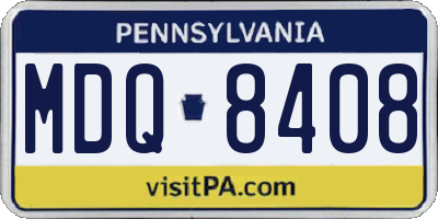 PA license plate MDQ8408