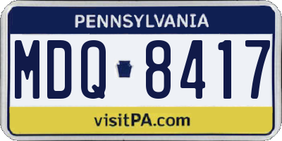 PA license plate MDQ8417