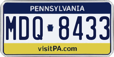 PA license plate MDQ8433