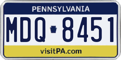 PA license plate MDQ8451