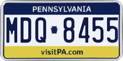 PA license plate MDQ8455