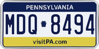 PA license plate MDQ8494