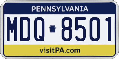 PA license plate MDQ8501