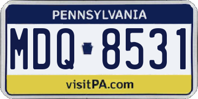 PA license plate MDQ8531